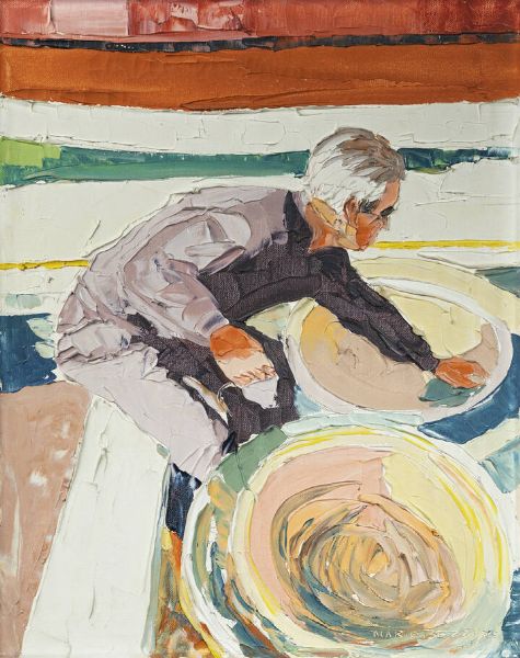 MARIO BERRINO Alassio (SV) 1920 - 2011 : Uomo al lavoro  - Asta  Dipinti, argenti e antiquariato - Associazione Nazionale - Case d'Asta italiane