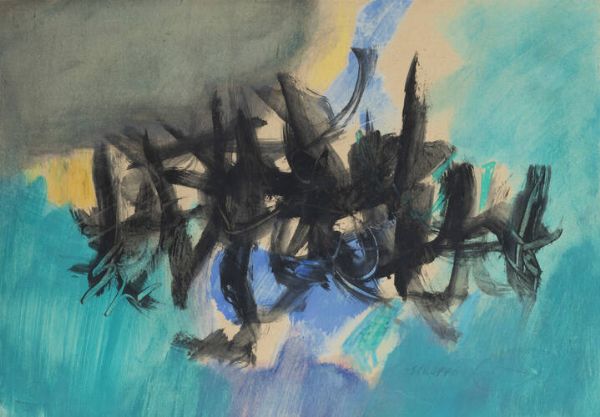 FILIPPO SCROPPO Riesi (CL) 1910 - 1993 Torre Pellice (TO) : Senza titolo  - Asta  Dipinti, argenti e antiquariato - Associazione Nazionale - Case d'Asta italiane