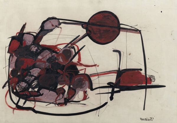 FRANCESCO CASORATI Torino 1934 - 2013 : Senza titolo fine anni '50  - Asta  Dipinti, argenti e antiquariato - Associazione Nazionale - Case d'Asta italiane