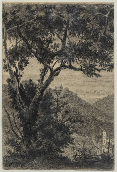 CAMILLO MERLO Torino 1856 - 1931 : Collina torinese 1888  - Asta  Dipinti, argenti e antiquariato - Associazione Nazionale - Case d'Asta italiane