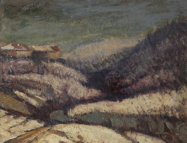 METELLO MERLO Milano 1886 - 1964 Torino : Paesaggio innevato febbraio 1948  - Asta  Dipinti, argenti e antiquariato - Associazione Nazionale - Case d'Asta italiane