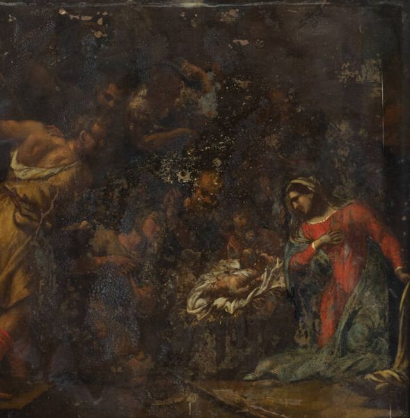 PITTORE ANONIMO DEL XVII SECOLO : Adorazione  - Asta  Dipinti, argenti e antiquariato - Associazione Nazionale - Case d'Asta italiane
