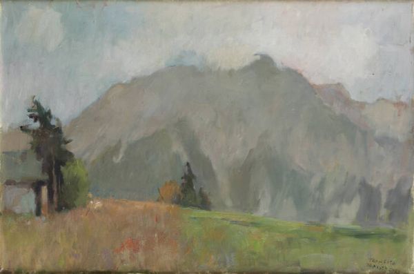 TEONESTO DEABATE Torino 1898 - 1981 : Paesaggio 1973  - Asta  Dipinti, argenti e antiquariato - Associazione Nazionale - Case d'Asta italiane