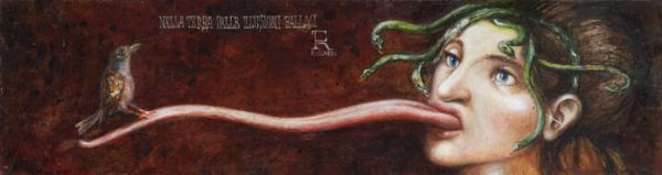 FABRIZIO RICCARDI Roma 1942 : Nella terra delle illusioni fallaci  - Asta  Dipinti, argenti e antiquariato - Associazione Nazionale - Case d'Asta italiane