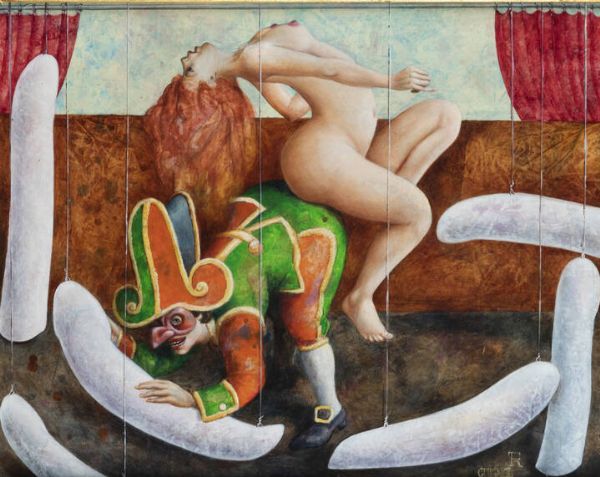 FABRIZIO RICCARDI Roma 1942 : Guignol  - Asta  Dipinti, argenti e antiquariato - Associazione Nazionale - Case d'Asta italiane