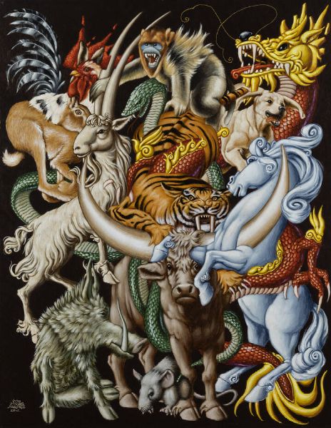 GUIDO ZIBORDI MARCHESI Bologna 1956 : Animali fantastici 2012  - Asta  Dipinti, argenti e antiquariato - Associazione Nazionale - Case d'Asta italiane