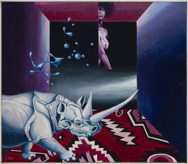 FRANCO BRUNA Torino 1935  2014 Cuneo : Stanza del rinoceronte  - Asta  Dipinti, argenti e antiquariato - Associazione Nazionale - Case d'Asta italiane