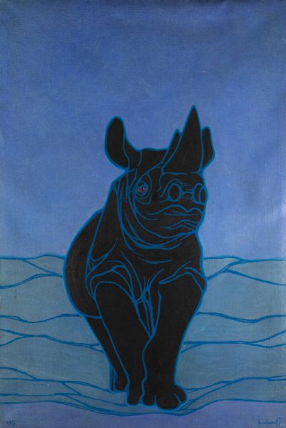 FRANCESCO CASORATI Torino 1934 - 2013 : Rinoceronte  - Asta  Dipinti, argenti e antiquariato - Associazione Nazionale - Case d'Asta italiane