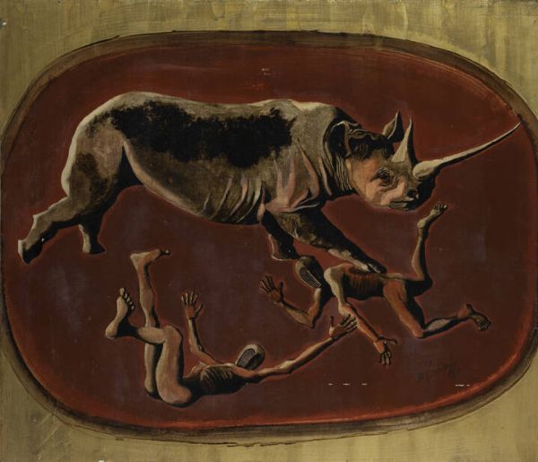LEONARDO GIAMPAOLO Torino 1937 : Rinoceronte bellicoso 1964  - Asta  Dipinti, argenti e antiquariato - Associazione Nazionale - Case d'Asta italiane
