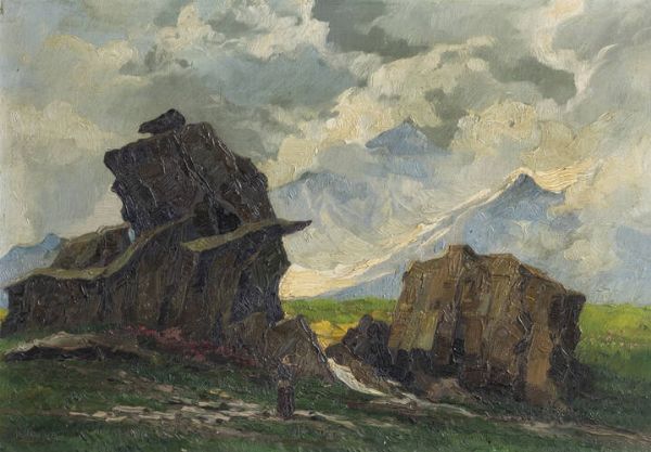 GIUSEPPE GHEDUZZI Crespellano (BO) 1889 - 1957 Torino : Pedriola (Macugnaga) 8.2.928  - Asta  Dipinti, argenti e antiquariato - Associazione Nazionale - Case d'Asta italiane