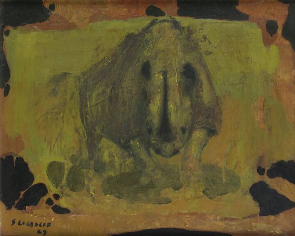 SANDRO LO CASCIO Torino 1932 - 1992 : Rinoceronte 1969  - Asta  Dipinti, argenti e antiquariato - Associazione Nazionale - Case d'Asta italiane