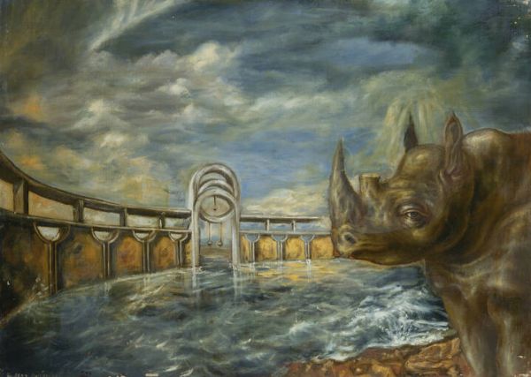 RICCARDO ROSSATI Roma 1971 : Rinoceronte nelle acque spirituali 25/8/1993  - Asta  Dipinti, argenti e antiquariato - Associazione Nazionale - Case d'Asta italiane