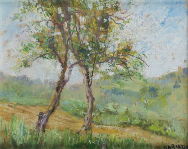 PIER ANTONIO GARIAZZO Torino 1879 - 1964 : Paesaggio collinare  - Asta  Dipinti, argenti e antiquariato - Associazione Nazionale - Case d'Asta italiane