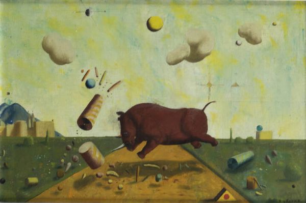 VOJISLAV STANIC Podgorica (Russia) 1924 : Rinoceronte infuriato  1974  - Asta  Dipinti, argenti e antiquariato - Associazione Nazionale - Case d'Asta italiane