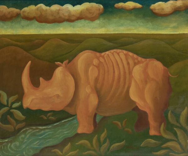 GAETANO TRANCHINO Siracusa 1938 : Rinoceronte 1975  - Asta  Dipinti, argenti e antiquariato - Associazione Nazionale - Case d'Asta italiane