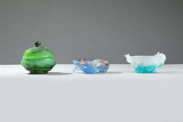 DAUM NANCY : Lotto di tre oggetti  - Asta  Dipinti, argenti e antiquariato - Associazione Nazionale - Case d'Asta italiane