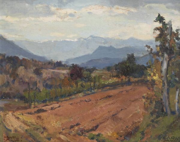 CARLO MUSSO Balangero (TO) 1907 - 1968 : Nei pressi di Corio Canavese novembre 1955  - Asta  Dipinti, argenti e antiquariato - Associazione Nazionale - Case d'Asta italiane