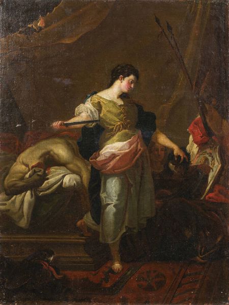 PITTORE ANONIMO DEL XVII-XVIII SECOLO : Giuditta e Oloferne  - Asta  Dipinti, argenti e antiquariato - Associazione Nazionale - Case d'Asta italiane