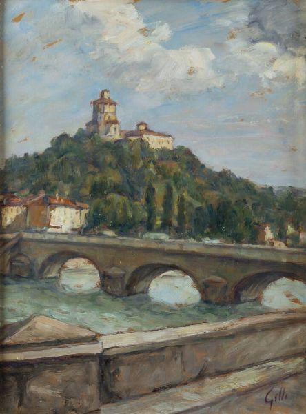 GIOVANNI GILLI Moncalieri (TO) 1870 circa - ? : Il monte dei Cappuccini  - Asta  Dipinti, argenti e antiquariato - Associazione Nazionale - Case d'Asta italiane