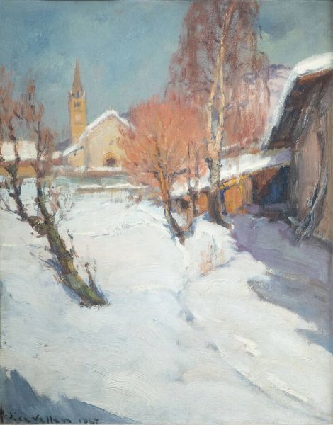 FELICE VELLAN Torino 1889 - 1976 : A Salice d'Oulx - Val di Susa 1947  - Asta  Dipinti, argenti e antiquariato - Associazione Nazionale - Case d'Asta italiane