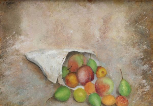 CESARE MAGGI Roma 1881 - 1961 Torino : Cartoccio di frutta 1935-40  - Asta  Dipinti, argenti e antiquariato - Associazione Nazionale - Case d'Asta italiane