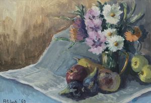 DINO ALIBERTI Torino 1935 - Natura morta con fiori 1969