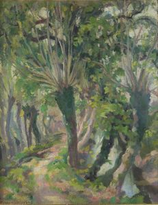 MARIO MICHELETTI Balzola Monferrato (AL) 1892 - 1975 Torino - Paesaggio con alberi