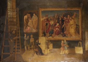 PITTORE ANONIMO PRIMI ANNI XIX SECOLO Primi anni del XIX secolo - Lezione all'accademia