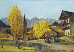 FELICE VELLAN Torino 1889 - 1976 - Autunno in Val di Champoluc 1961