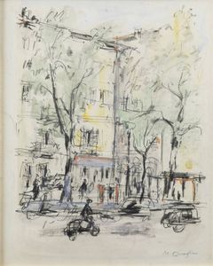 MASSIMO QUAGLINO Refrancore (AT) 1899 - 1982 Torino - Scorcio urbano