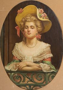 ERCOLE OLIVETTI Torino 1874 - 1941 - Dama al balcone