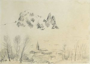 UMBERTO LILLONI Milano 1898 - 1980 - Paesaggio montano