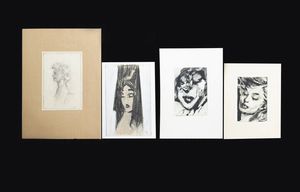 GOLIA (Eugenio Colmo) Torino 1885 - 1967 - Quattro ritratti femminili 1 Delicatezza 1946 2 Granada 1963 3 .Suffisance 1958 4 Germoglio 1965