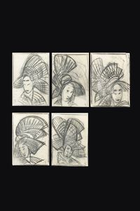 GOLIA (Eugenio Colmo) Torino 1885 - 1967 - Cinque disegni a soggetto di donne orientali