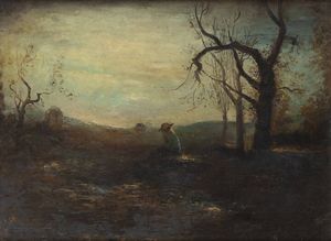 PITTORE ANONIMO PIEMONTESE DEL XIX SECOLO - La solitudine