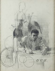 MARIO CALANDRI Torino 1914 - 1993 - Dal racconto 'Due soldati' di G. Comisso 1962