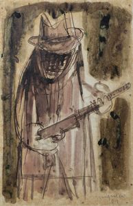 GIUSEPPE MIGNECO Messina 1908 - 1997 Milano - Figura con fucile 1964