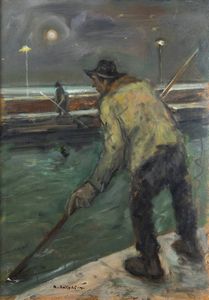 ALFREDO CATARSINI Viareggio (LU) 1899 - 1993 - La pesca della anguille cieche