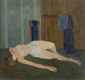 PONTE CORVO (Raffaele Pontecorvo) Roma 1910 - 1983 Torino - Nudo femminile disteso 1945