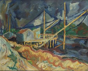 EDGARDO CORBELLI Torino 1918 - 1989 - Canale Corsini - Ravenna 27/8/1957