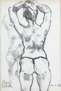 EDGARDO CORBELLI Torino 1918 - 1989 - Modella di schiena 17/11/1976