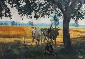 PIERO MONTI Torino 1910 - 1994 - Riposo nei campi