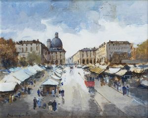 EDMONDO MANEGLIA Koziu (Turchia) 1925 - 2003 Torino - Mercato di Porta Palazzo - Torino