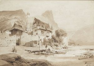 ENRICO GAMBA Torino 1831 - 1883 - Sul Reno 1870