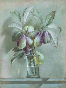 LUCIANO SPESSOT Sagrado (GO) 1942 - Natura morta con ramo di frutti in un vaso