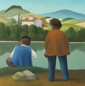 ROBERTO MASI Firenze 1940 - 2011 - Due chiacchiere sul fiume