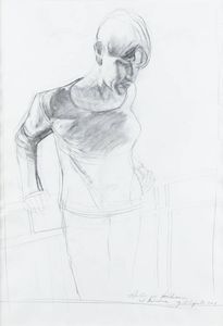 GIOVANNI LA COGNATA Comiso (Ragusa) 1954 - Studio per donna al balcone 2001