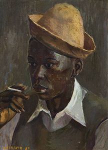 PAOLO CAVINATO Belluno 1911 -1991 - Giovane di colore che fuma 1937