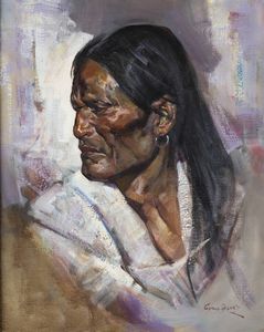 CYRUS AFSARY Iran 1940 - Ritratto di nativo americano