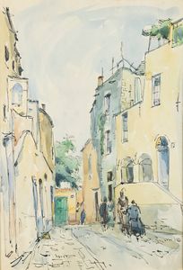 TEONESTO DEABATE Torino 1898 - 1981 - Strada di paese 1958